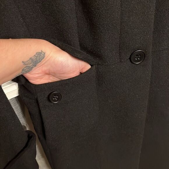 Talbots Petite Black Wool and Angora Rabbit Fur Blend Long Coat - Picture 5 of 16